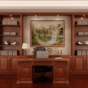 欧式古典家居书房3D模型下载